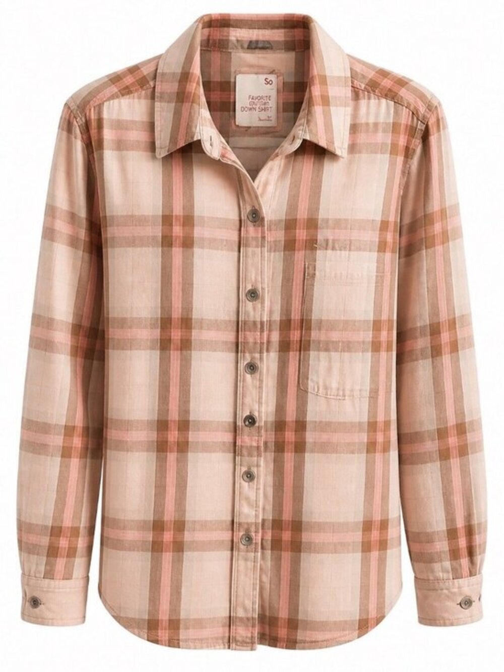 Cotton/modal blend button-down shirt, SO Favorite Shirt, plaid pattern, Size M